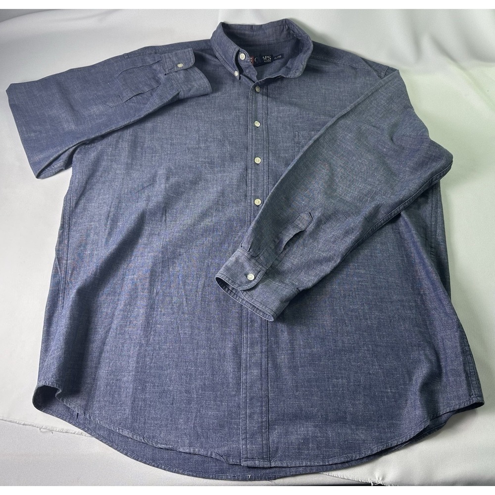 Chaps Ralph Lauren Shirt Mens Size XL Button Down Blue Chambray Long Sleeve Y2K